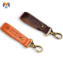 Leather keychain strap with coordinates